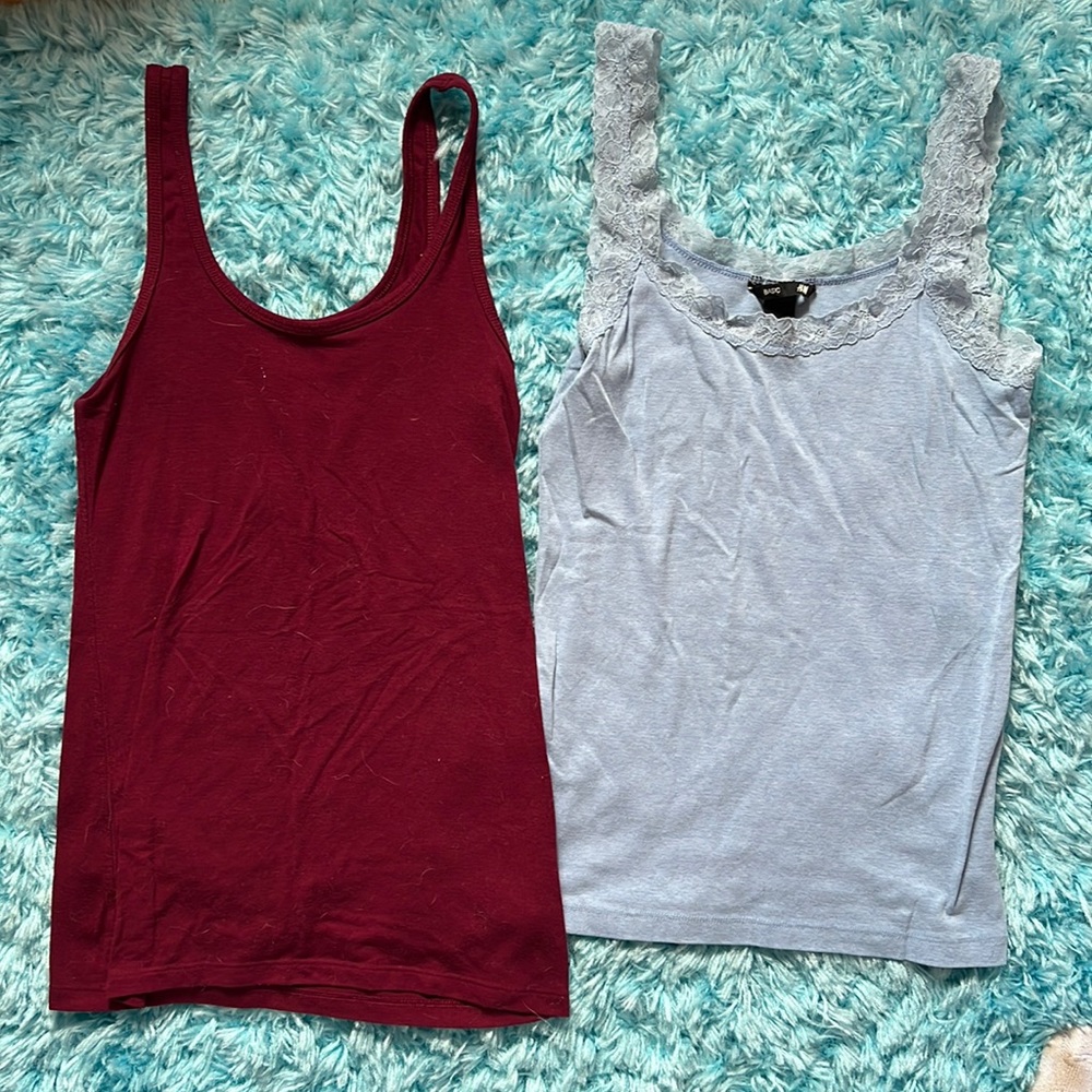 2 PACK - Light blue H&M tank with maroon Authentic American Heritage tank